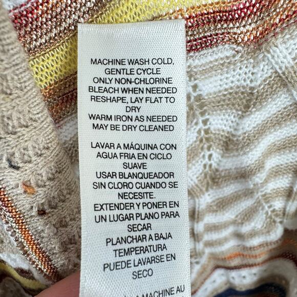 Chico's Cotton Blend Striped Open Knit Long Sleeve Long Line Open Cardigan Sz XL - Picture 7 of 7
